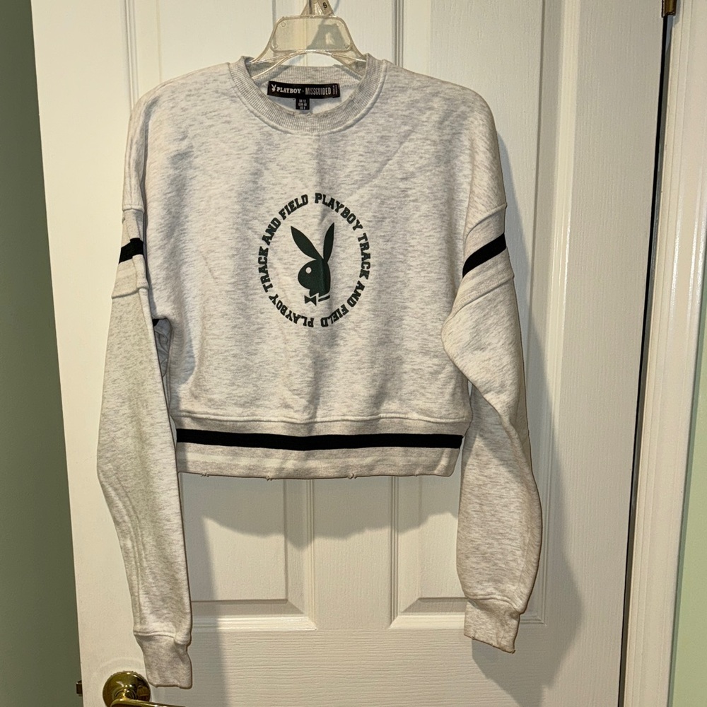 PLAYBOY x Missguided Women's Gray Crew Neck Sweater
